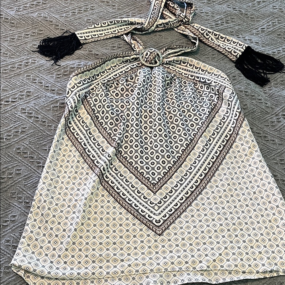 Geometric Halter top with tassel ties